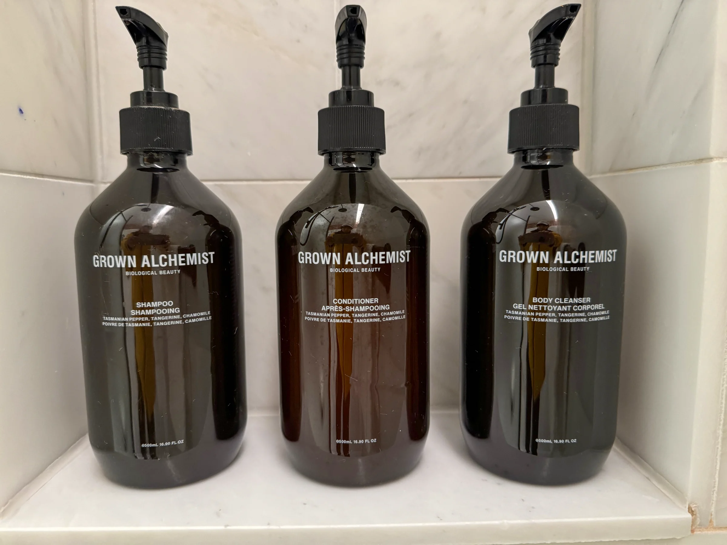 GROWN ALCHEMIST bath amenities.