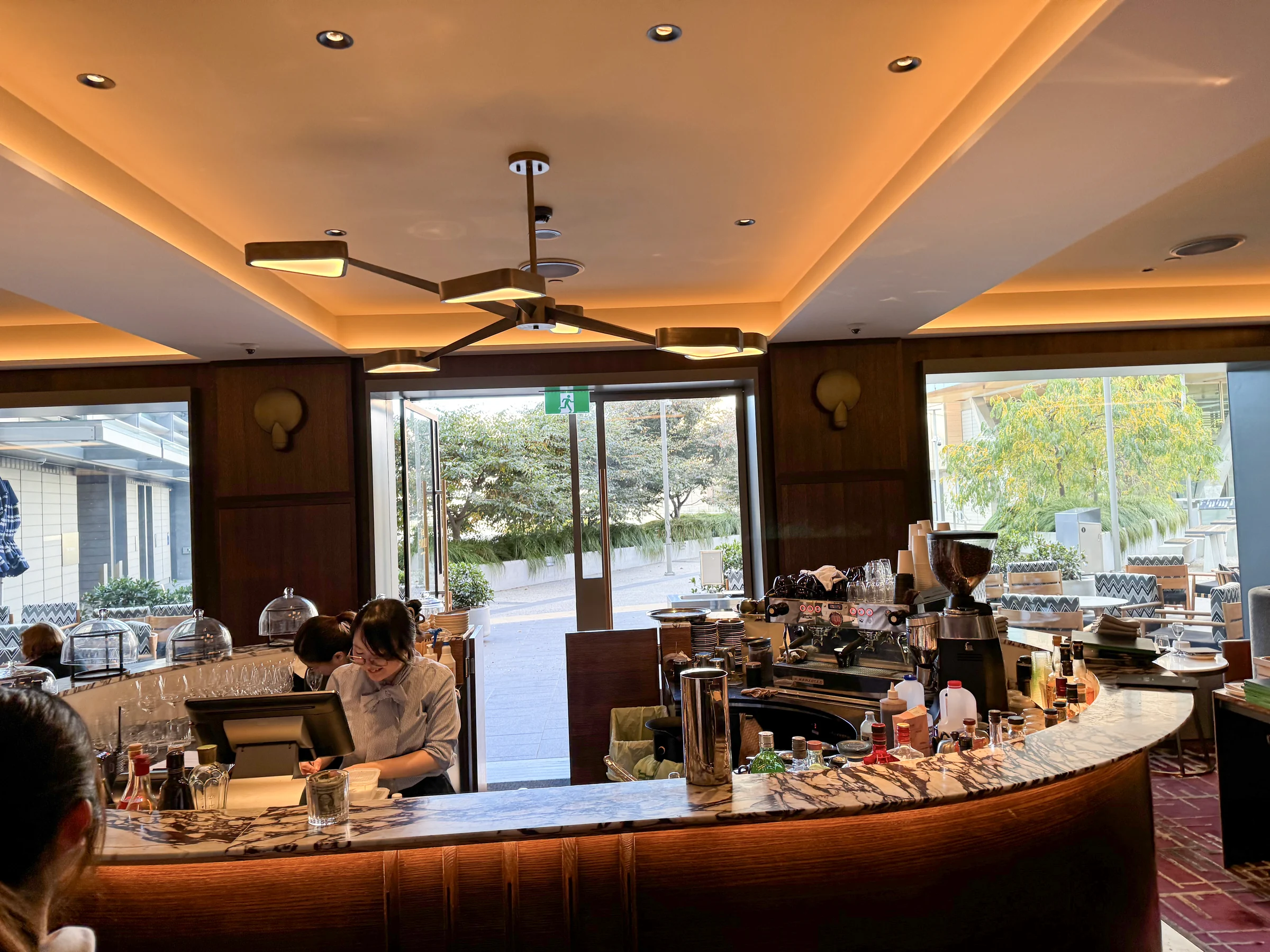 Window-side seating in Deco Lounge.