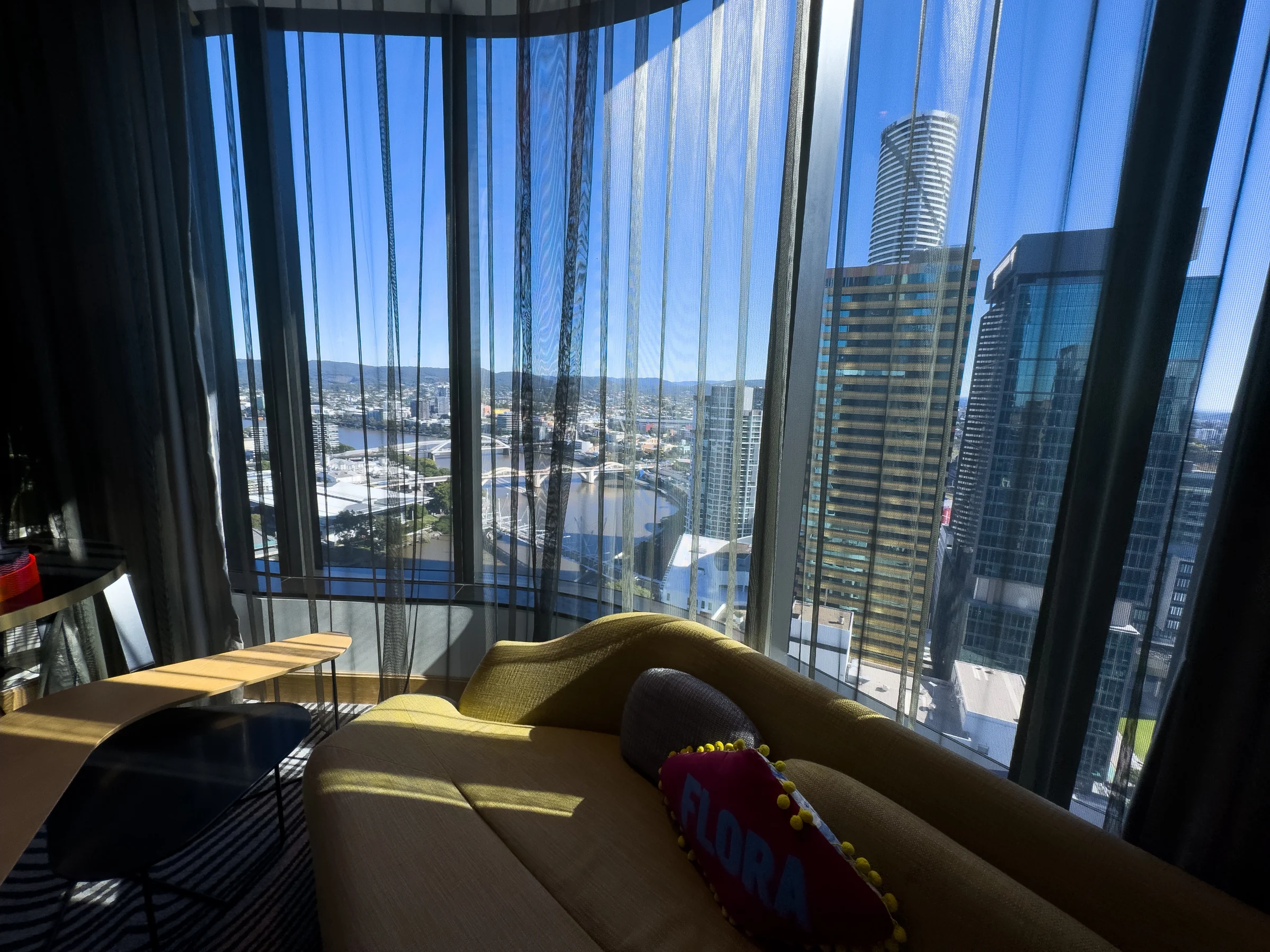 Looking over the city from a 32nd-floor window.