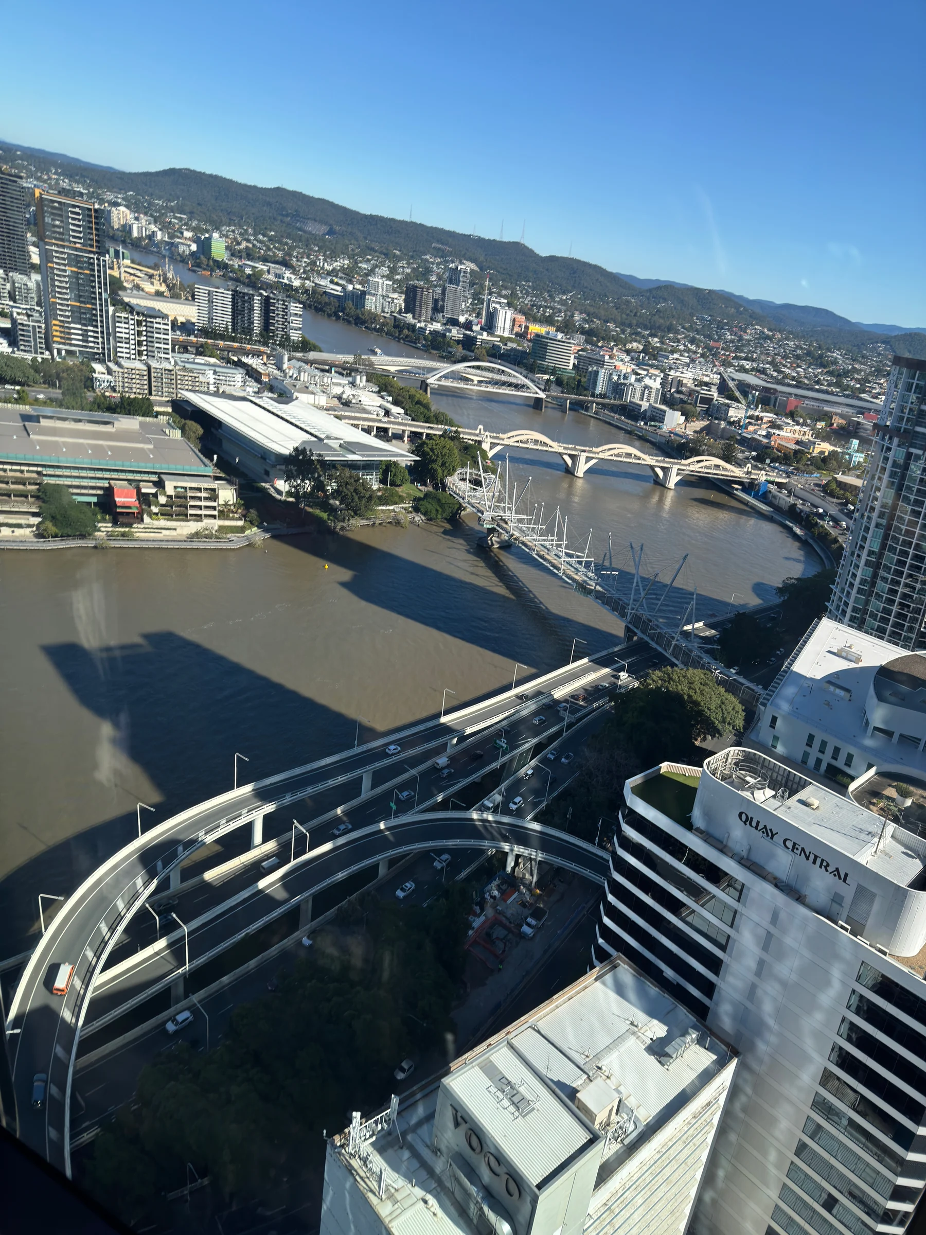 The river and bridge below the room.