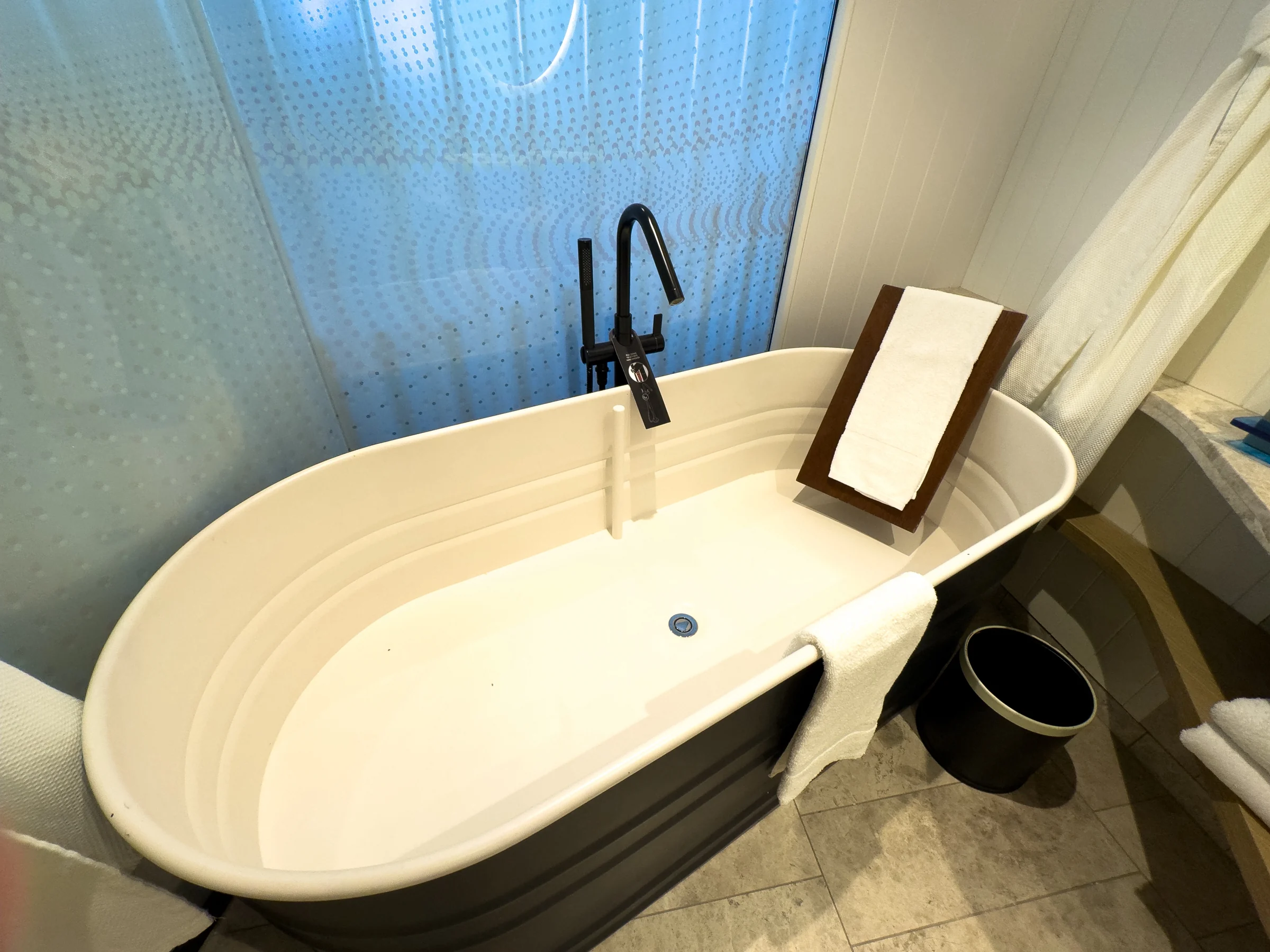 The white bathtub and natural light.