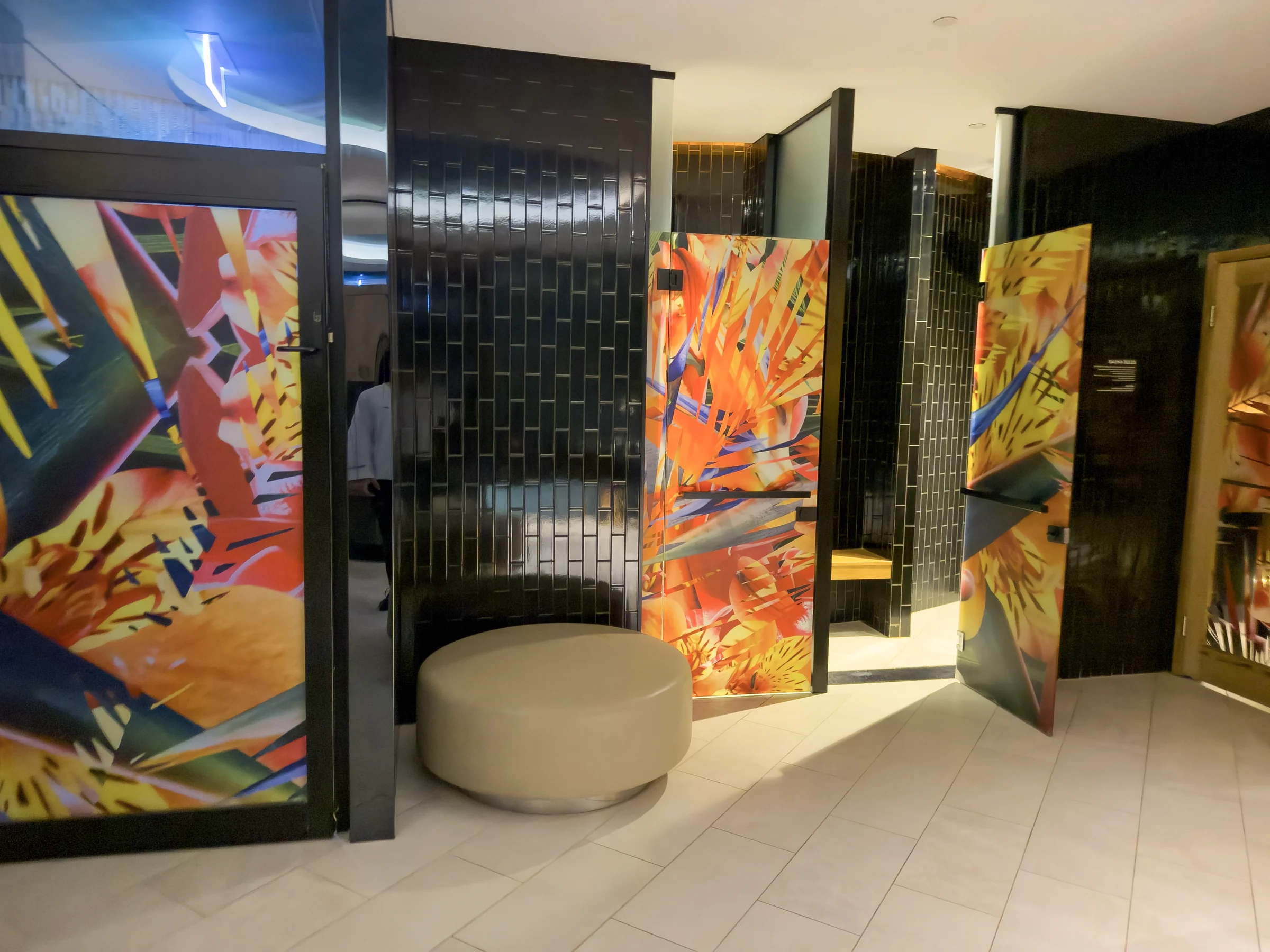 A door with colorful artwork.
