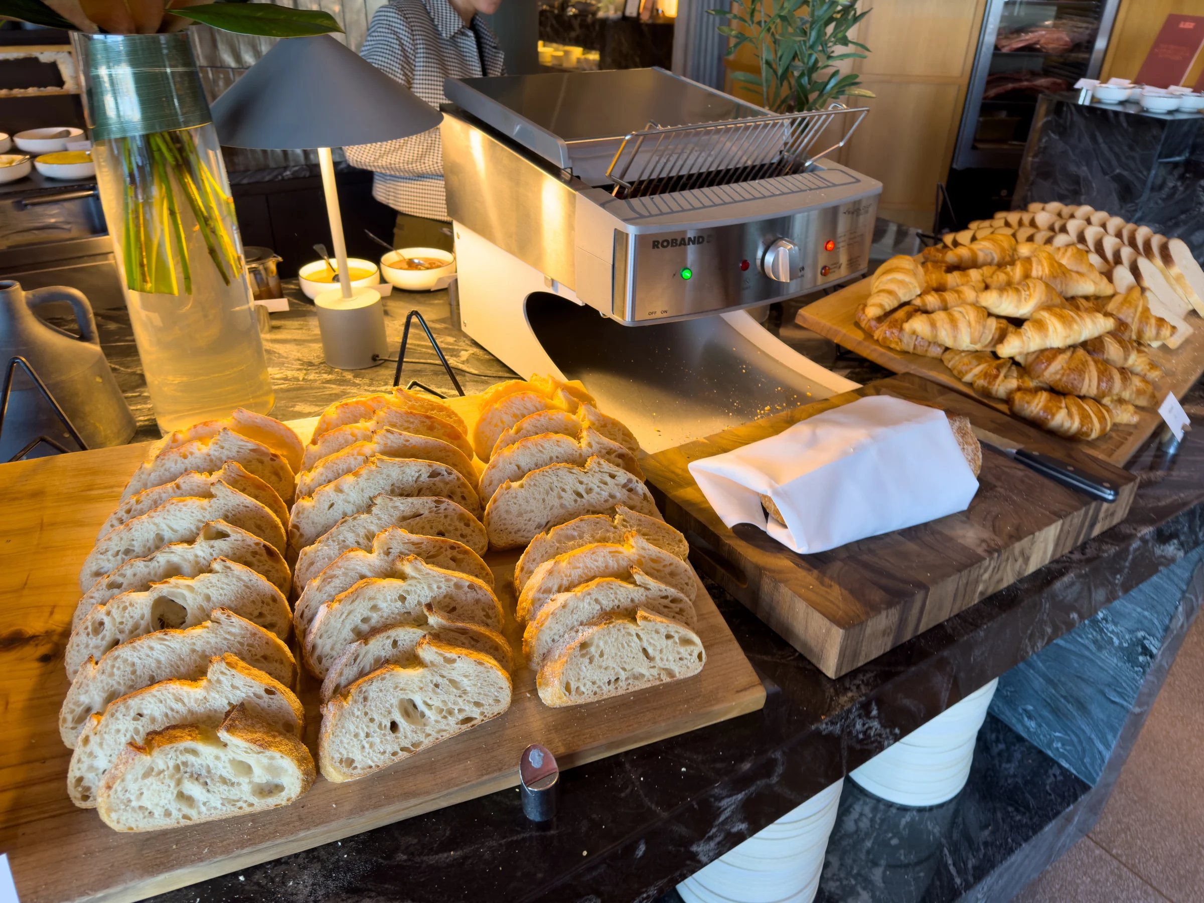 Bread and pastries at the breakfast venue.