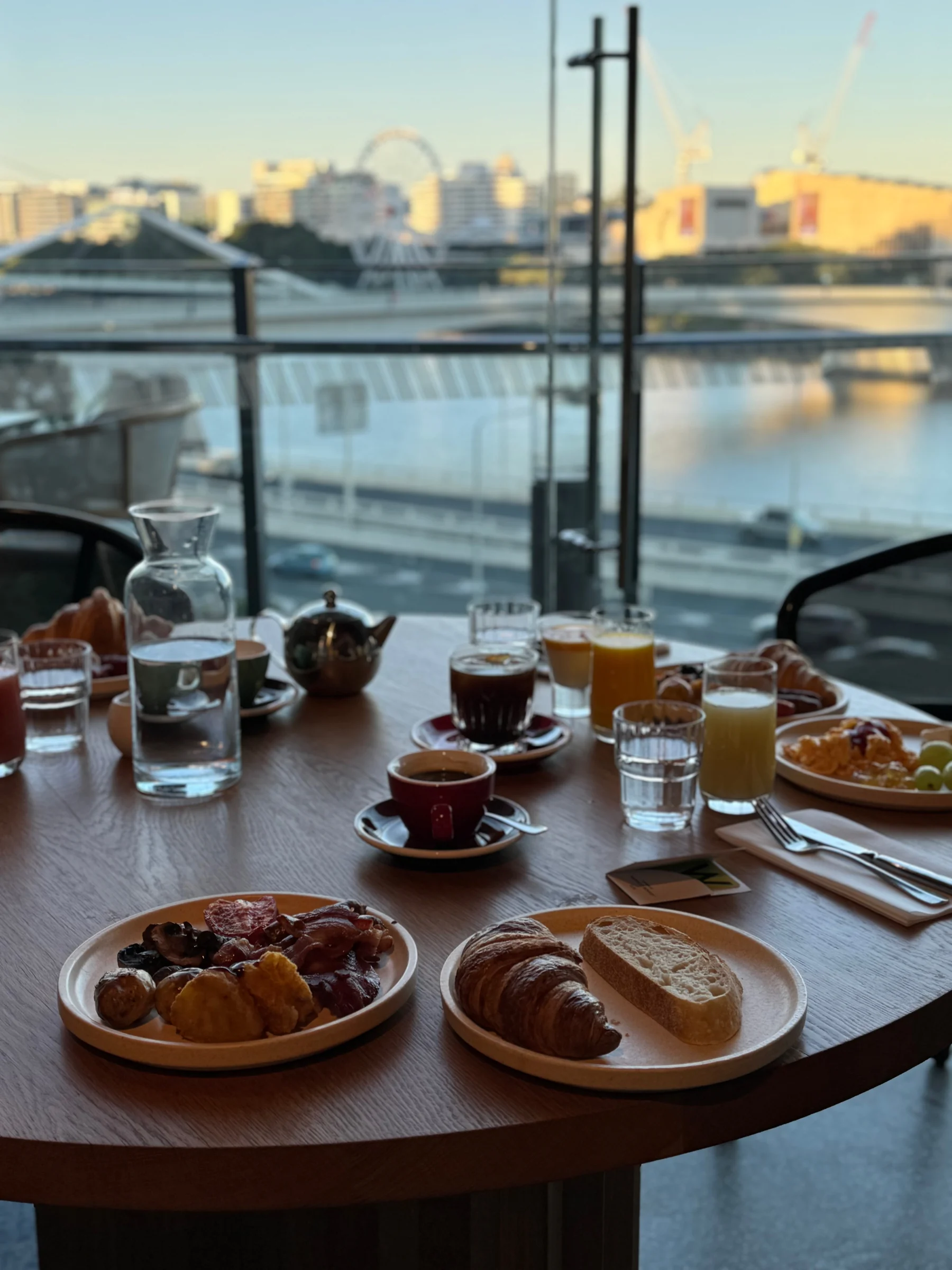 Breakfast with river views.