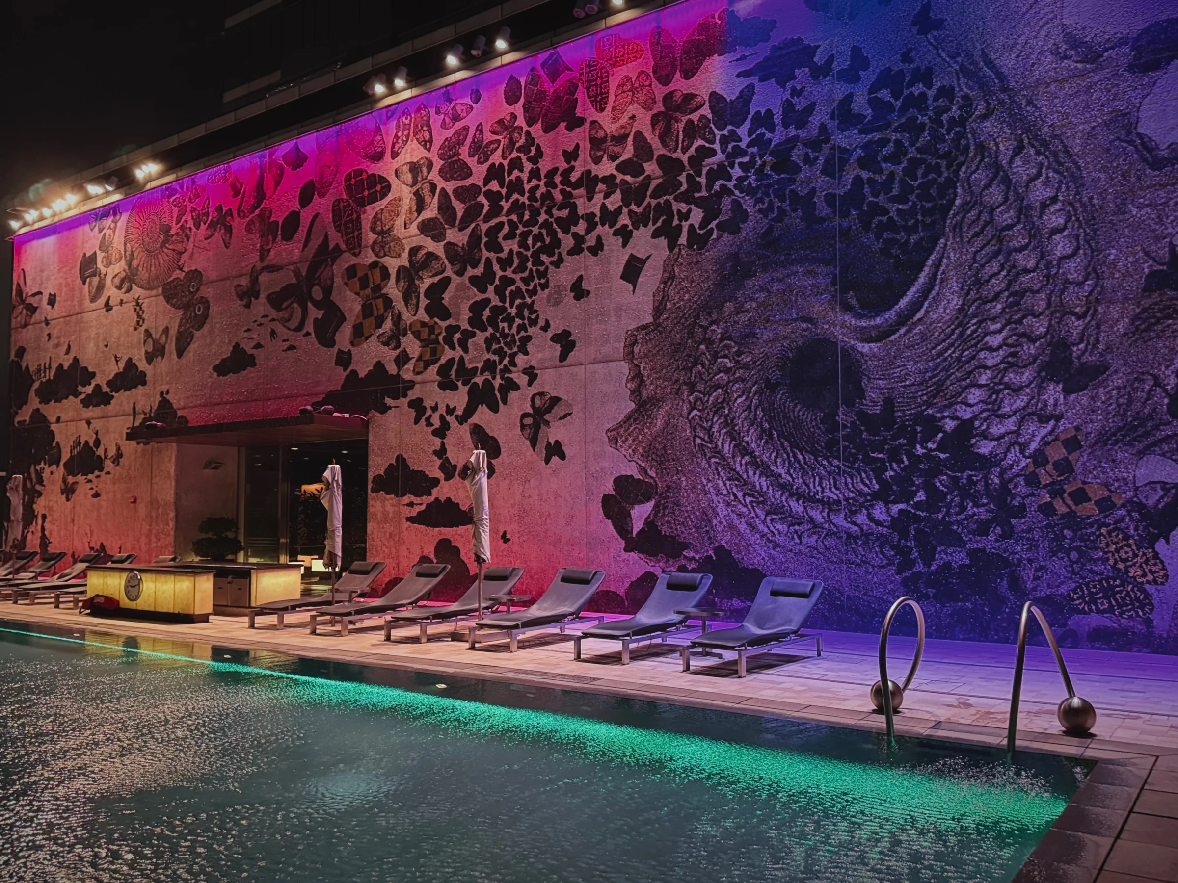 The illuminated mural at WET.