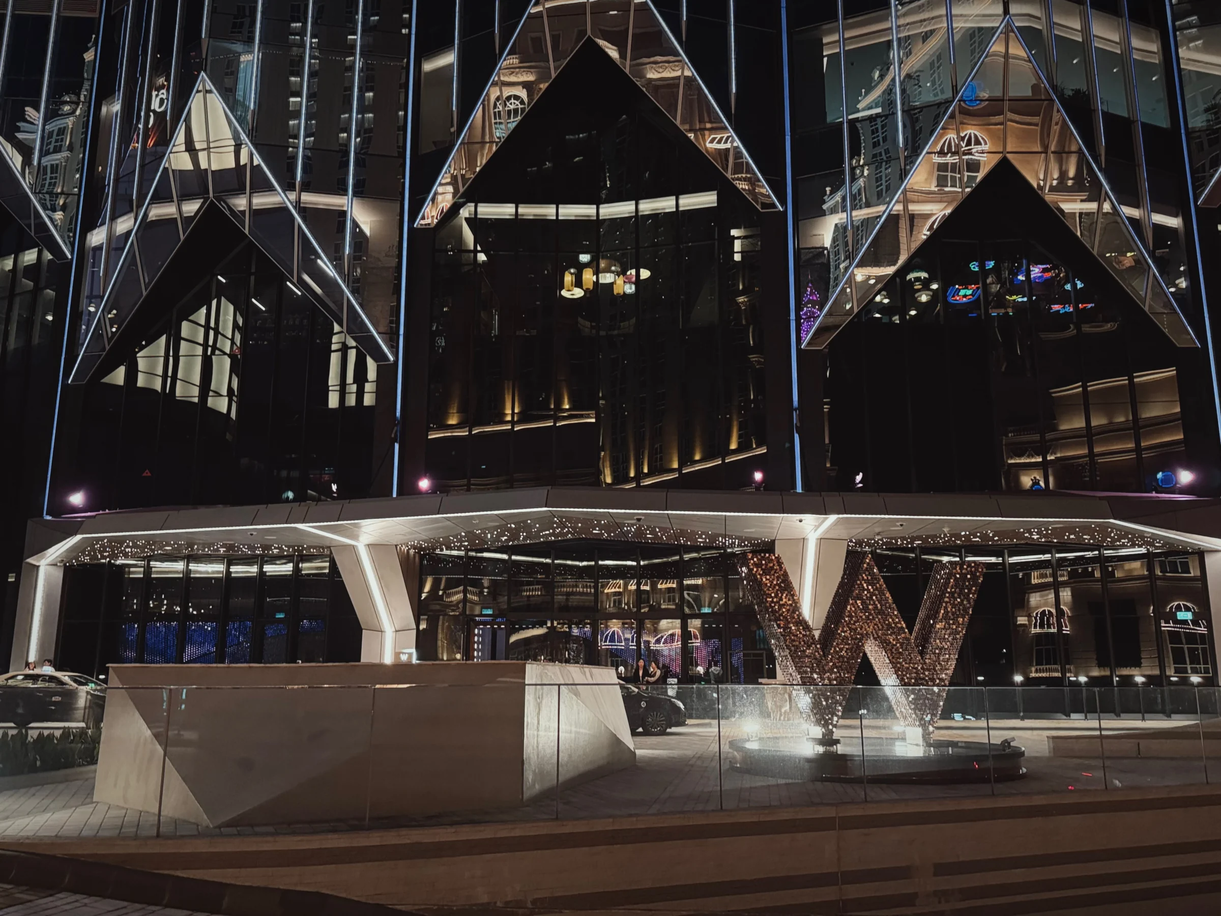 The W Macau entrance at night