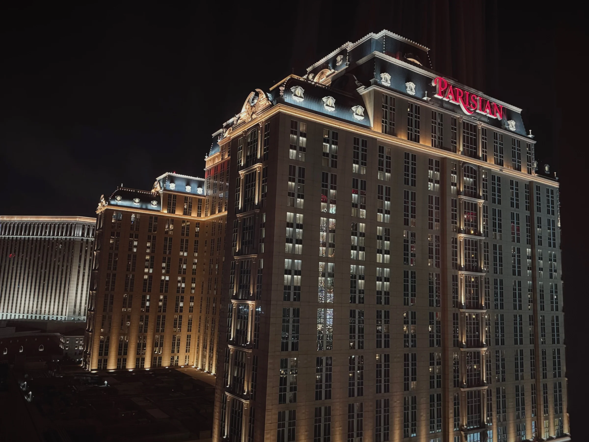 The Parisian Macao at night from the room