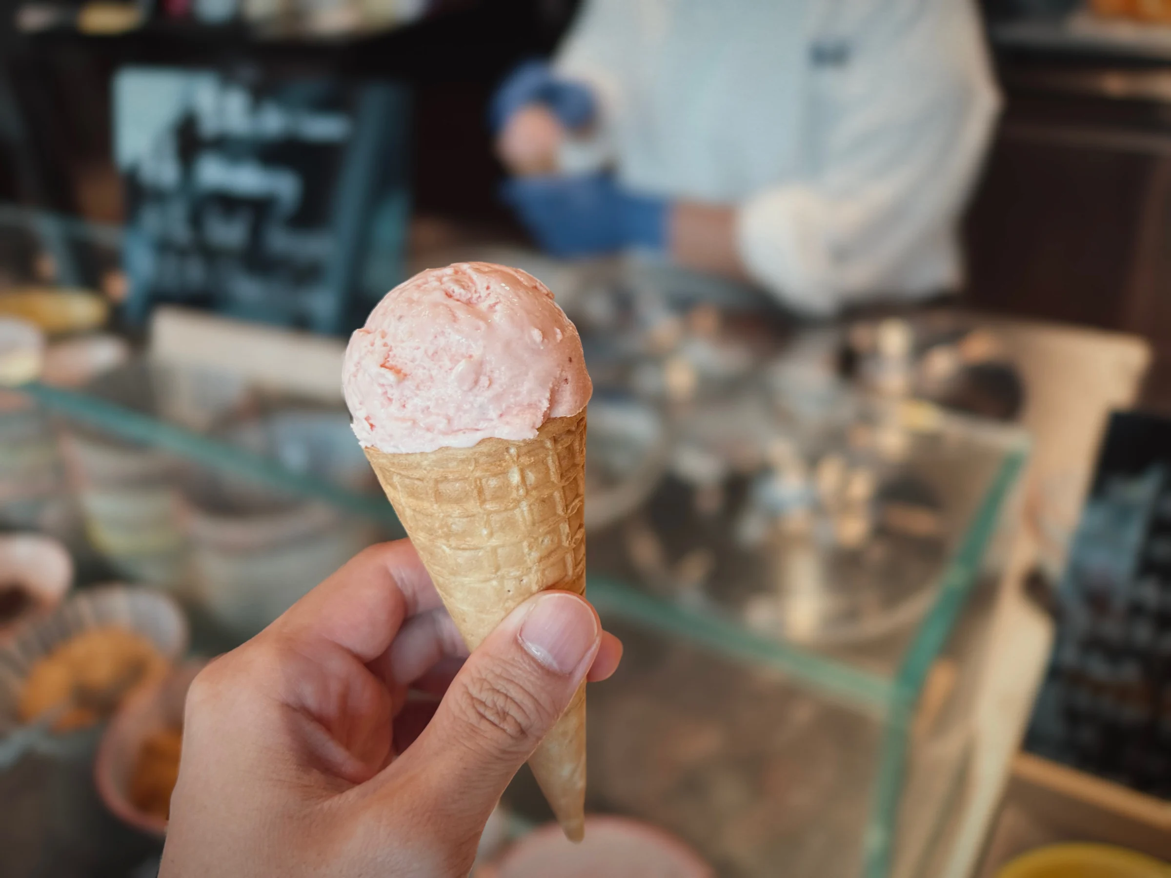 Strawberry ice cream to finish breakfast