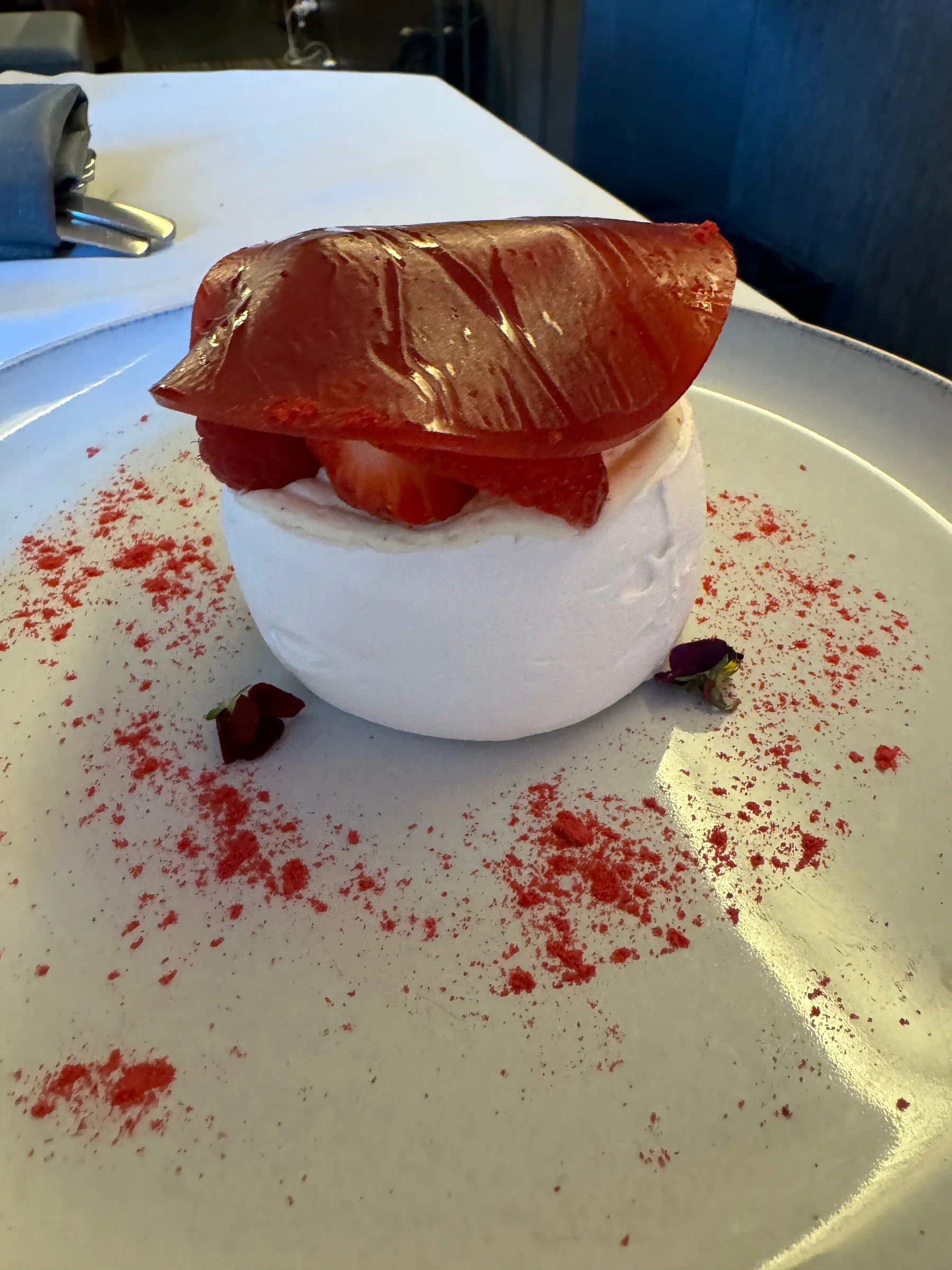 Cake ordered from room service.