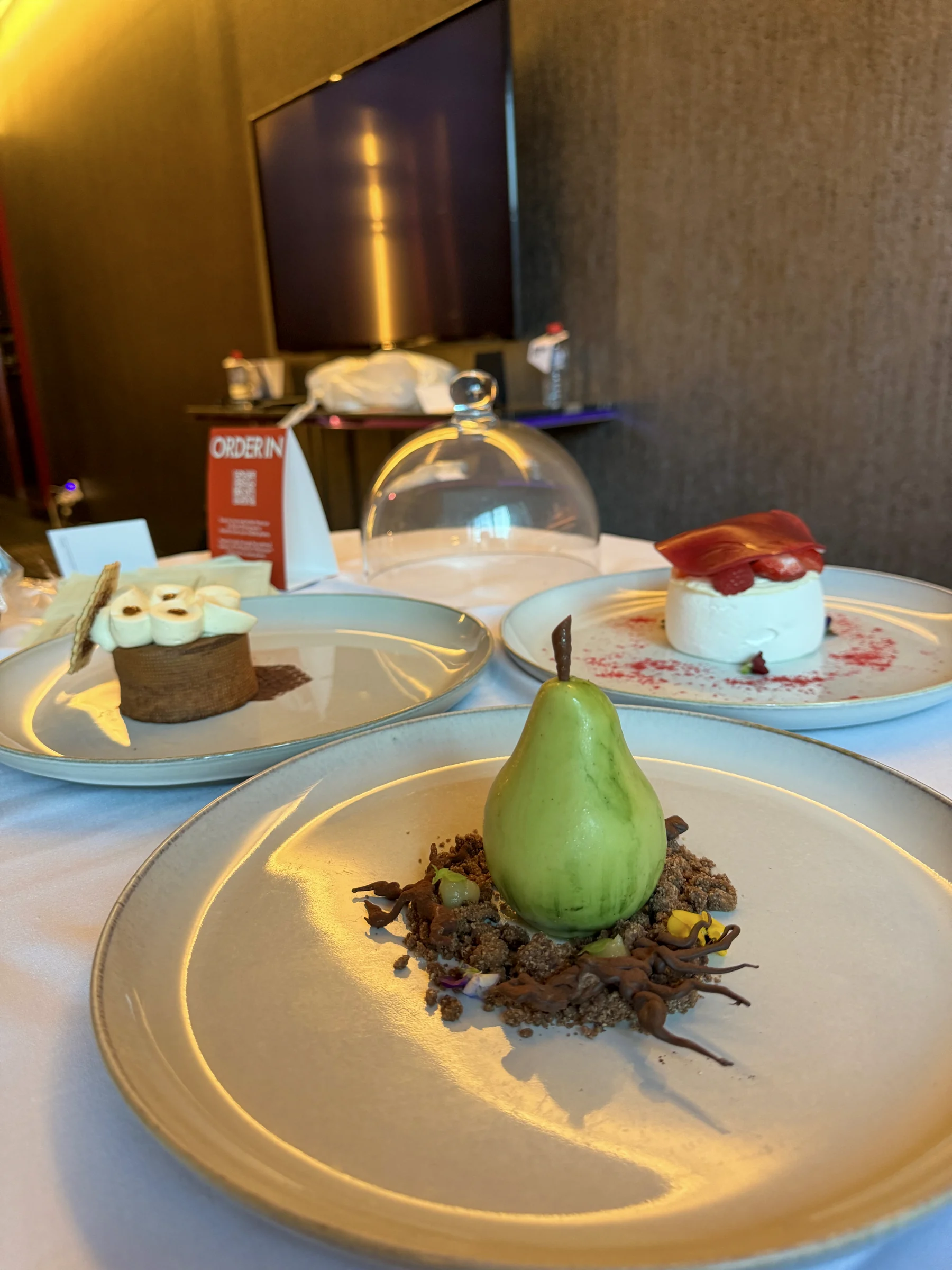 A pear-shaped dessert.