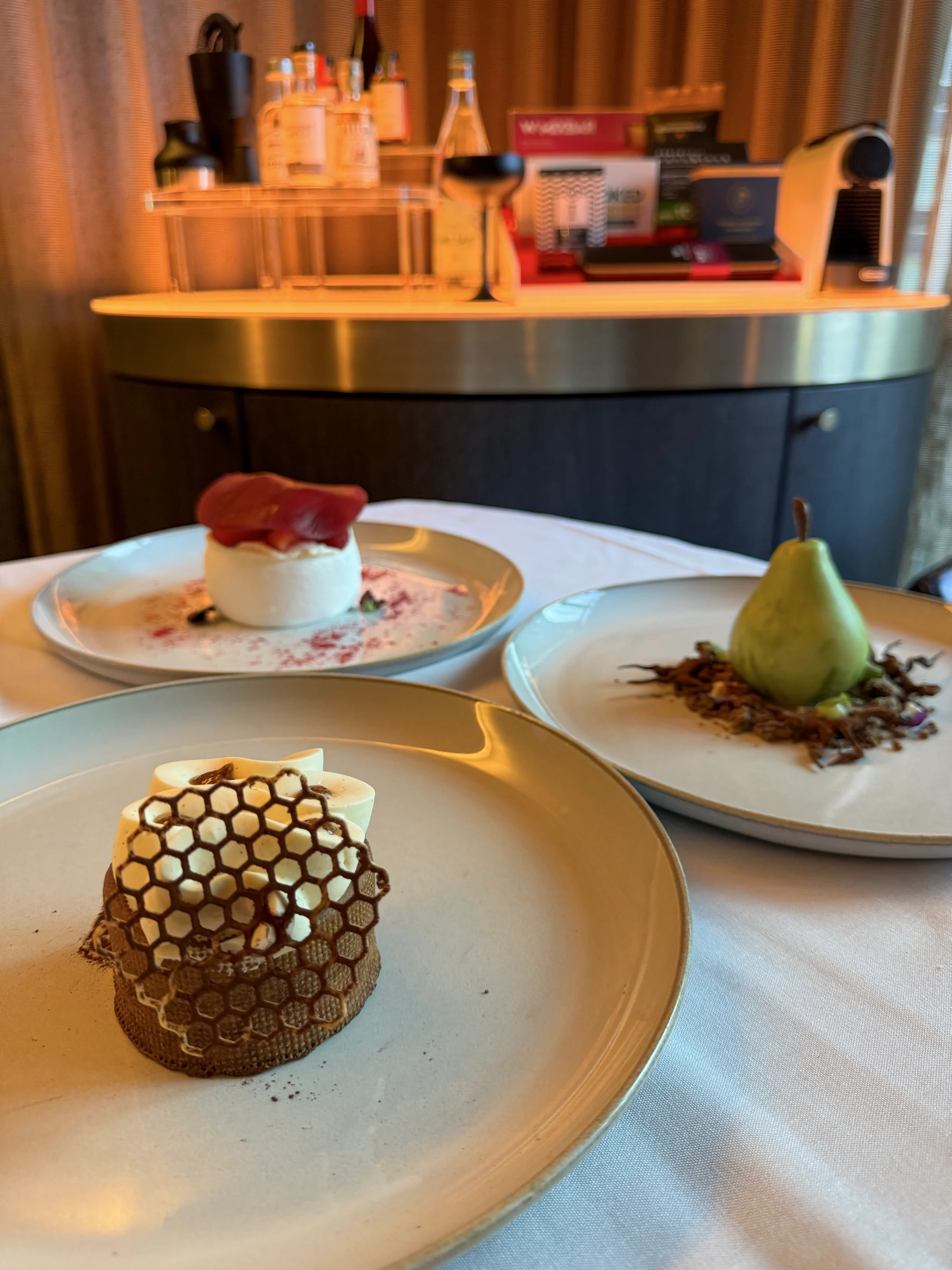 A dessert with a round decoration.