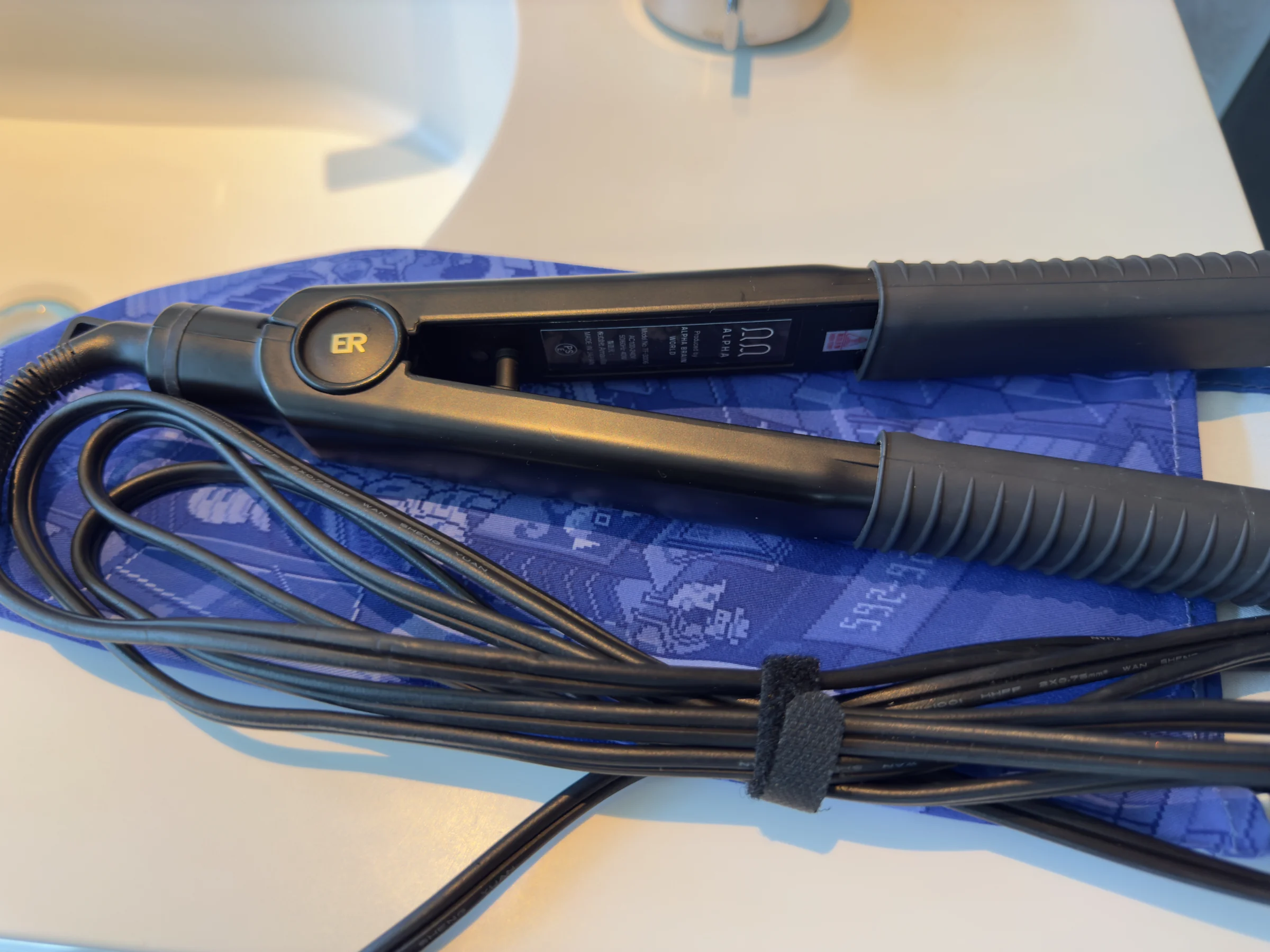 A hair straightener provided in the room