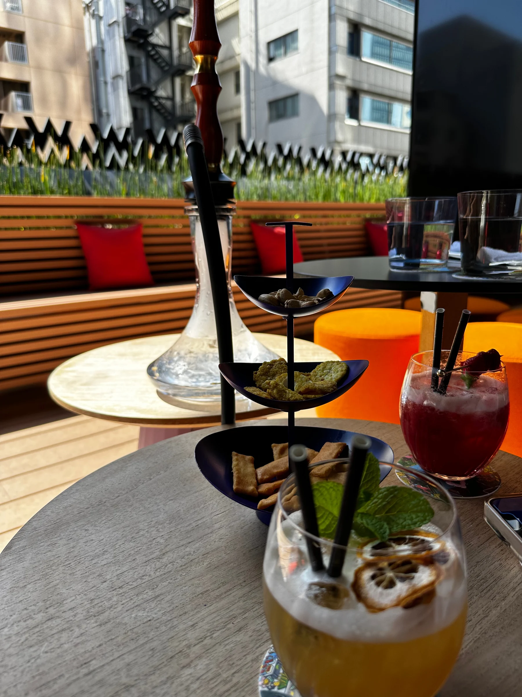 The terrace for cocktails and shisha. (May 2023)