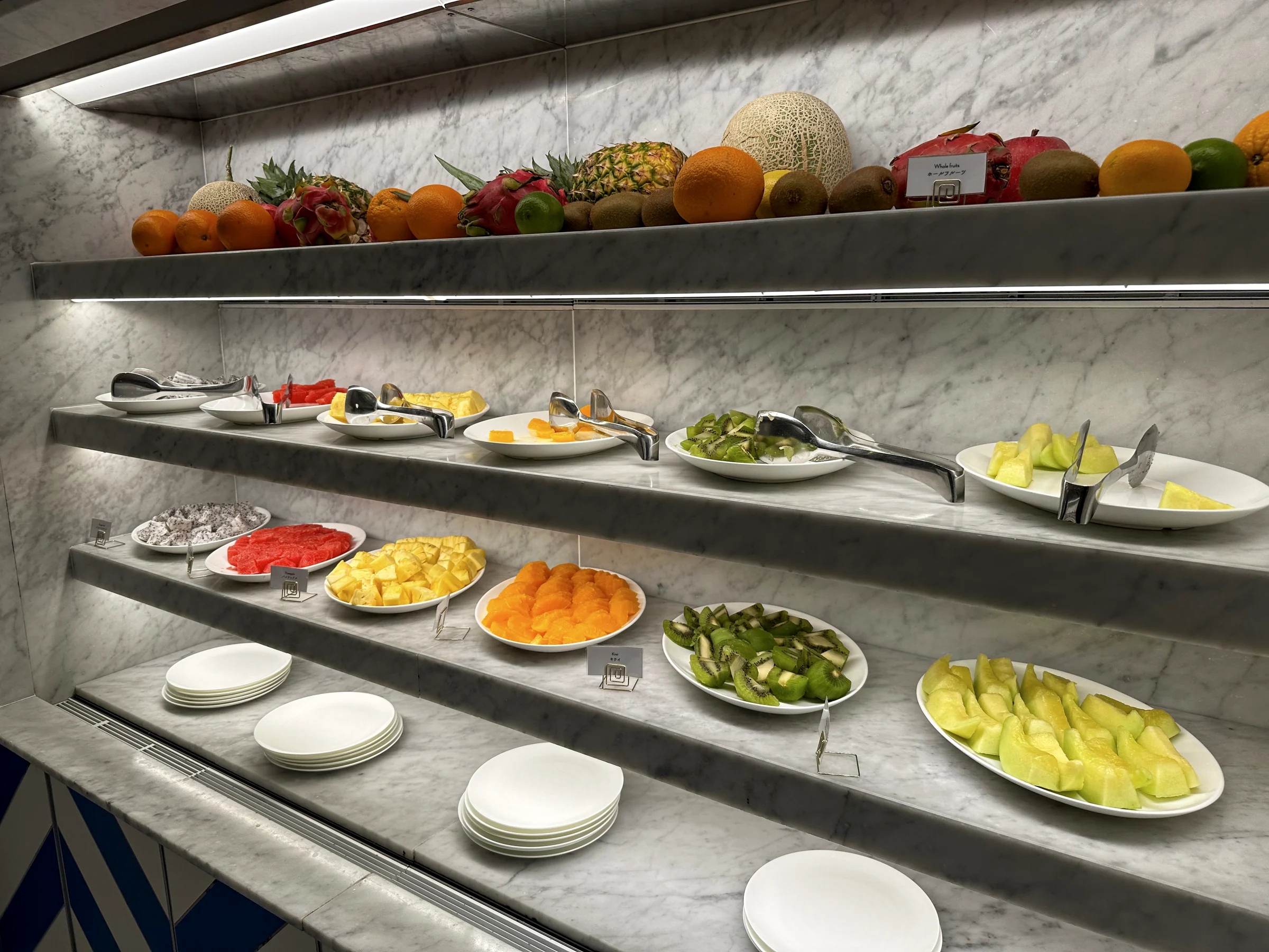 Fruit at the breakfast buffet. (July 2023)