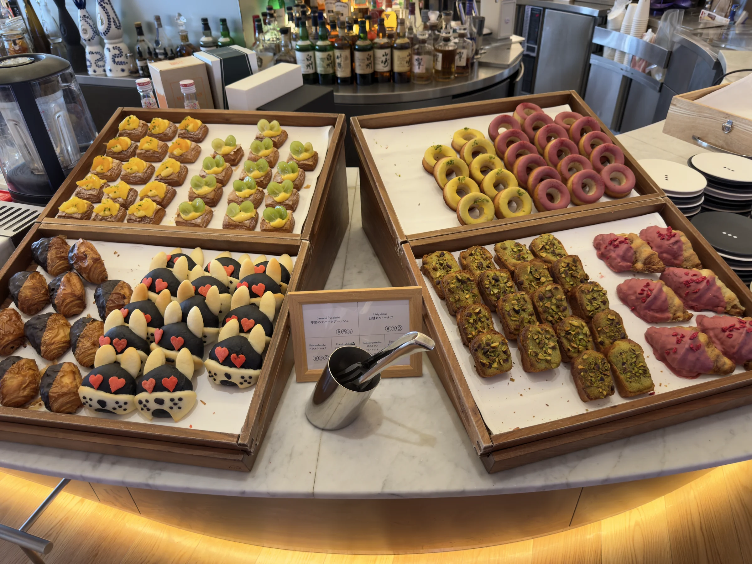 Bread and pastries at the breakfast buffet