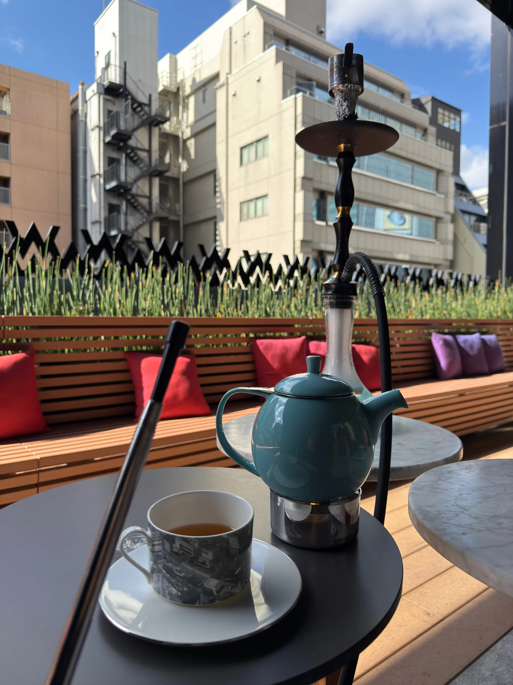 Mint tea and shisha on the LIVING ROOM terrace