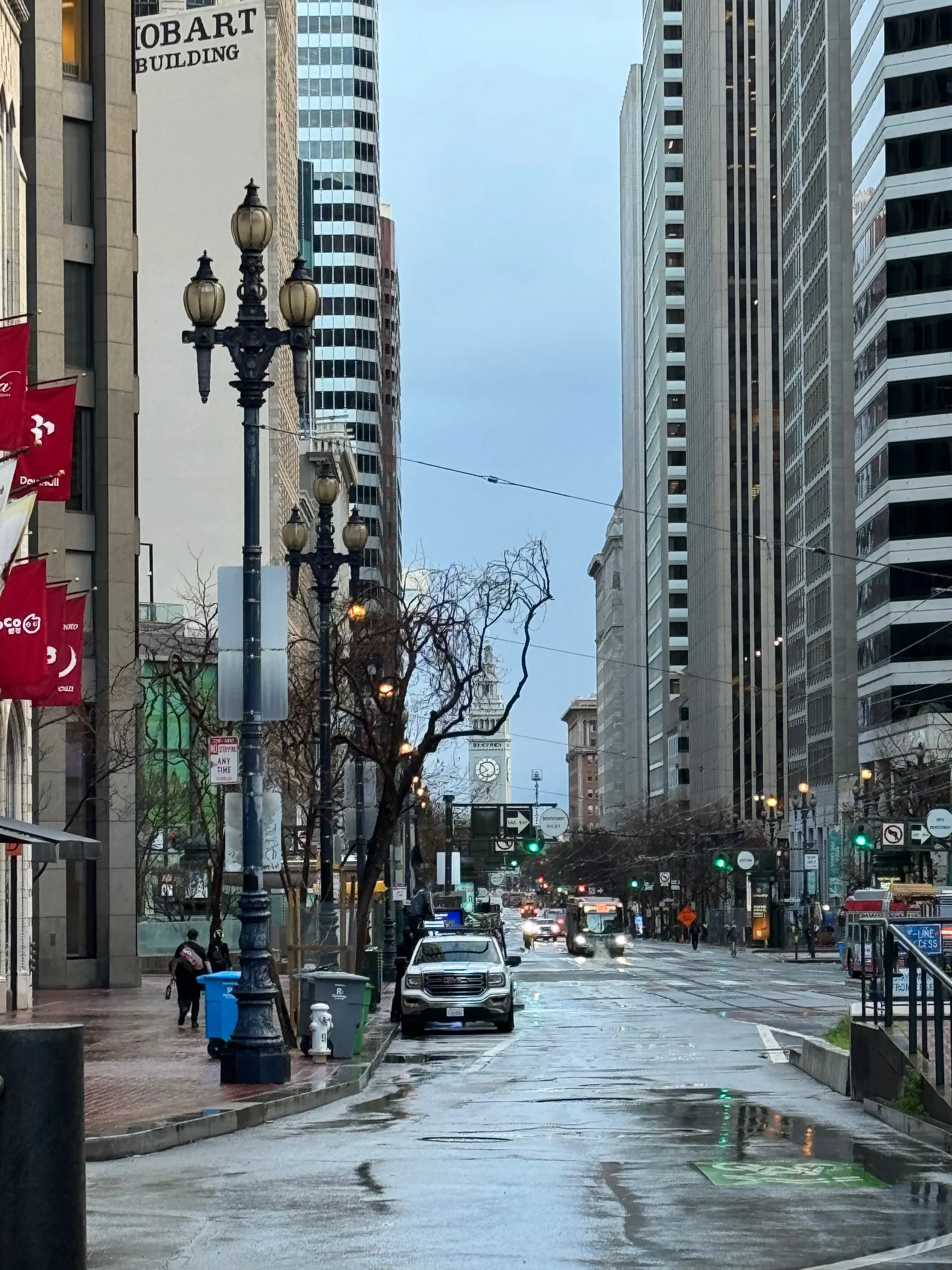 Walking through San Francisco in the morning.