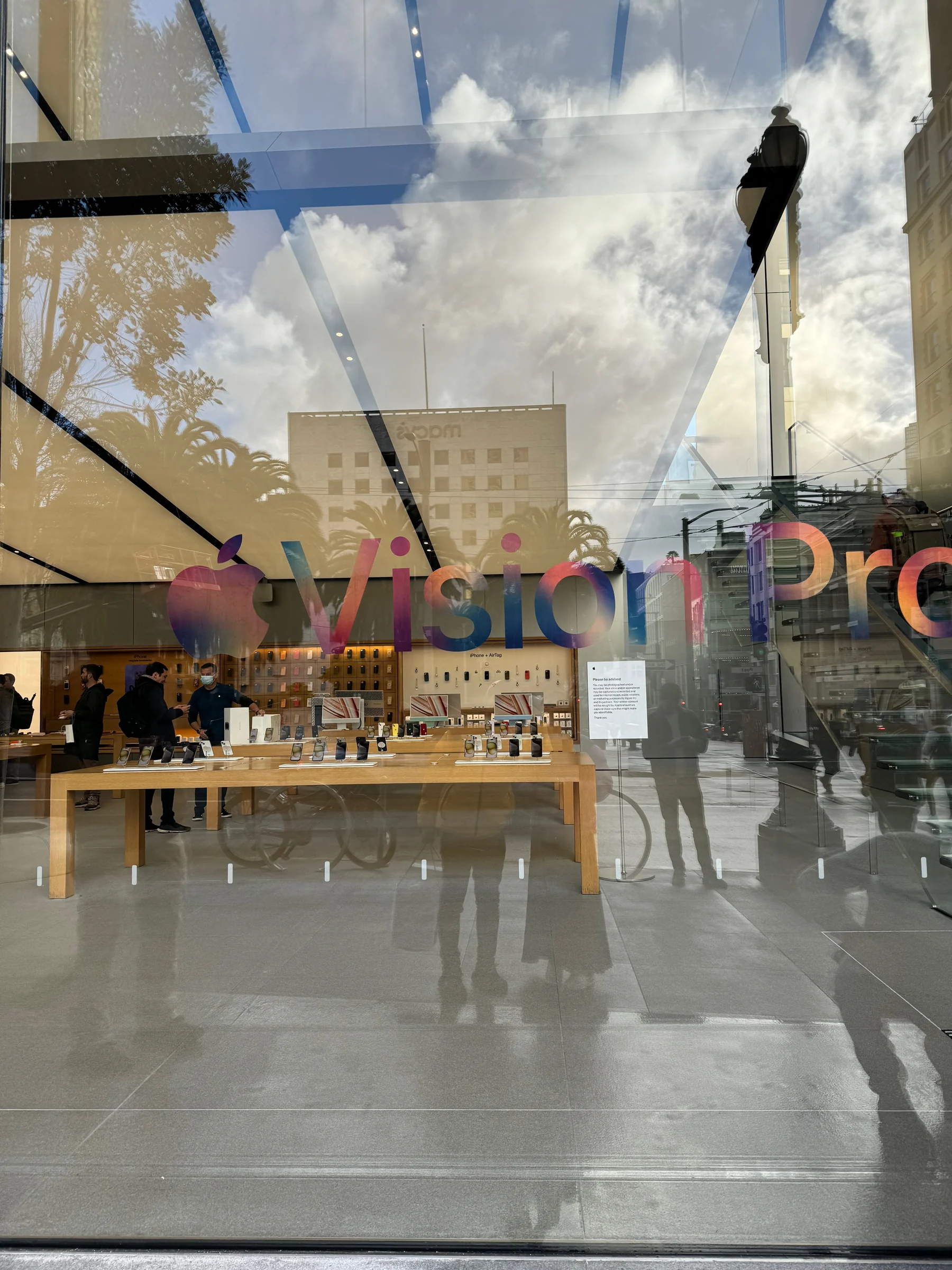 Vision Pro lettering at Apple Union Square.