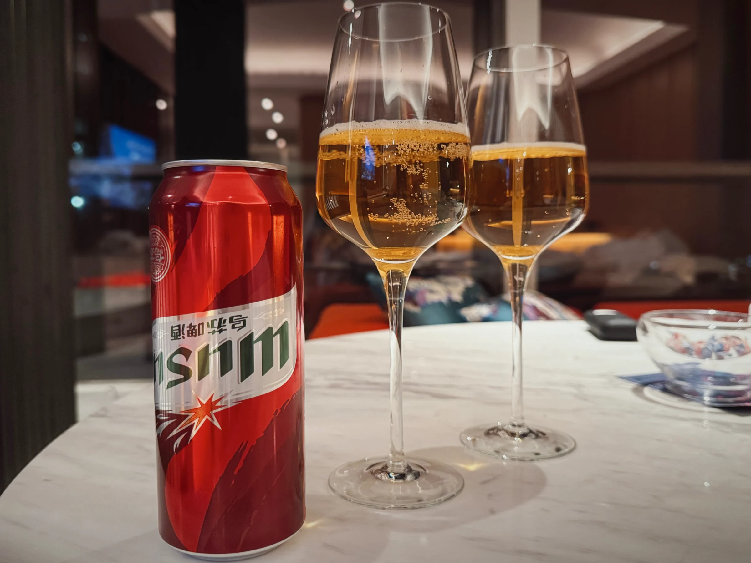 Back in the room, beer and wine.