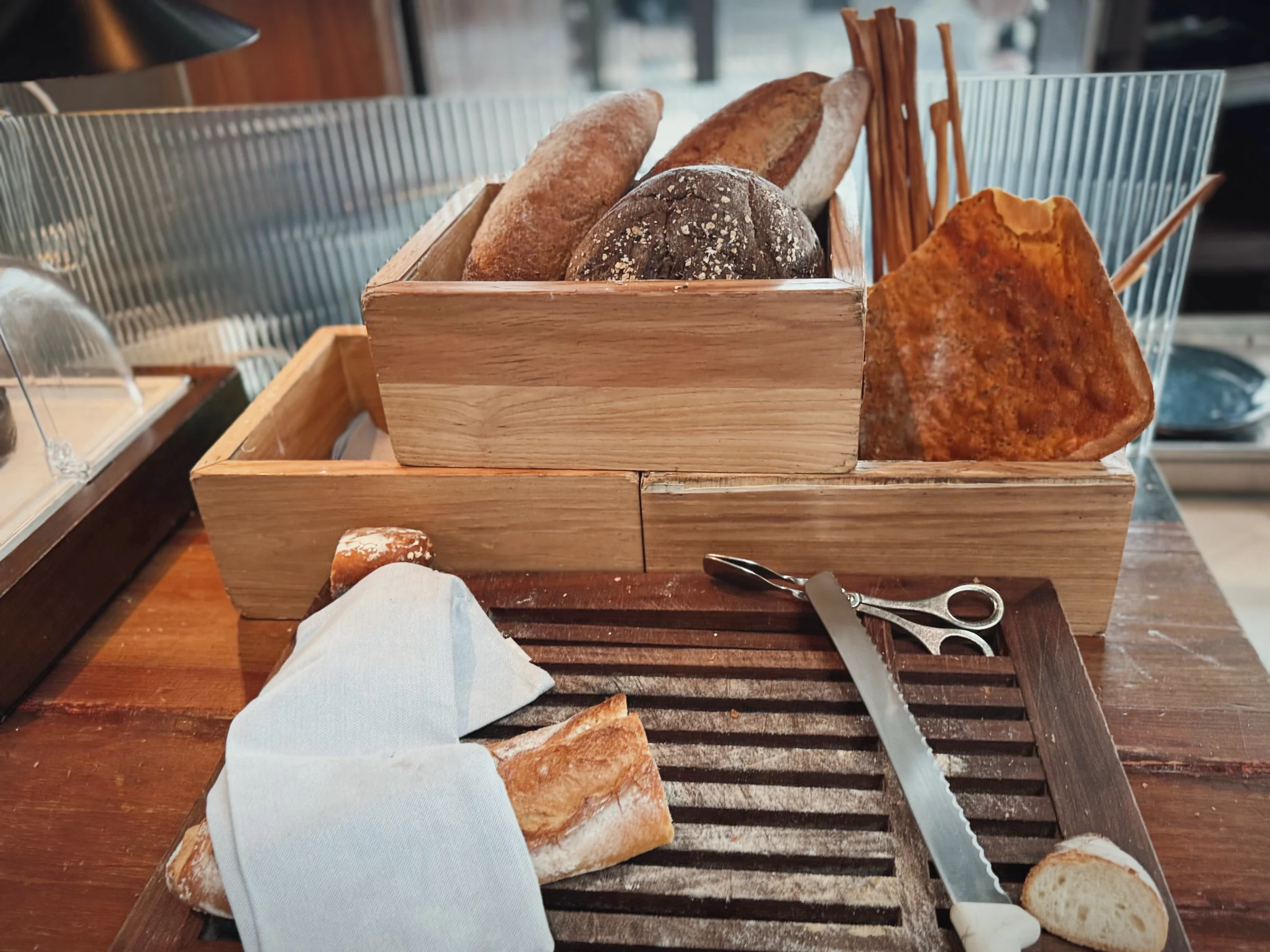 The breakfast bread station.