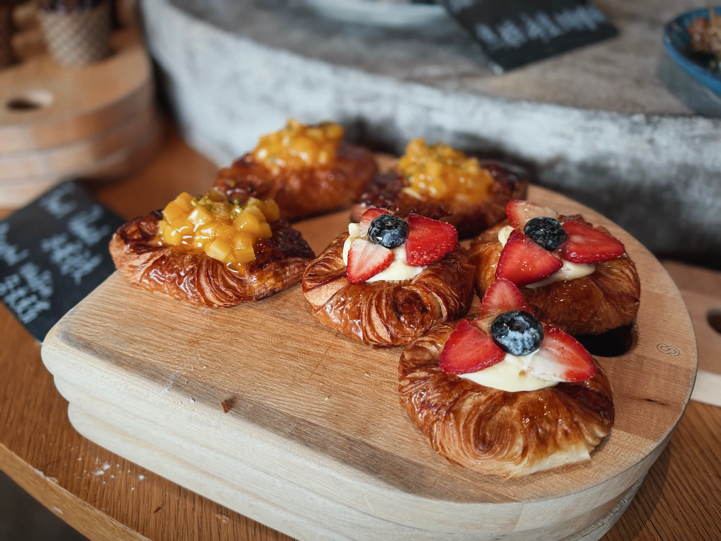 Danish pastries with plenty of fruit.