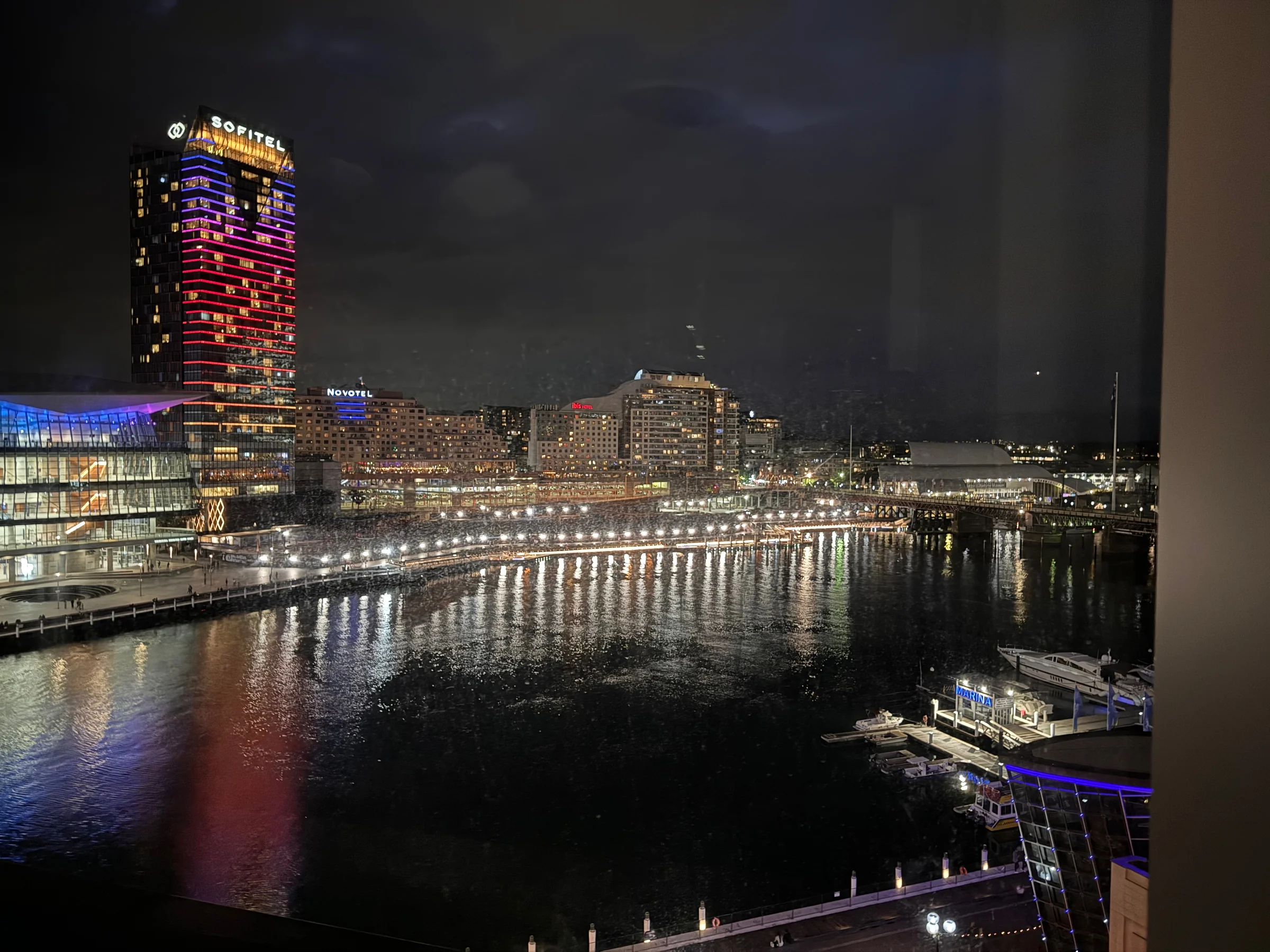 Darling Harbour at night.