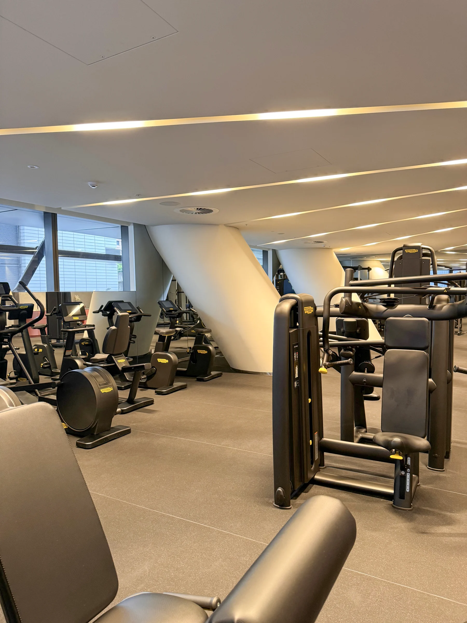 Training machines facing the windows at FIT.