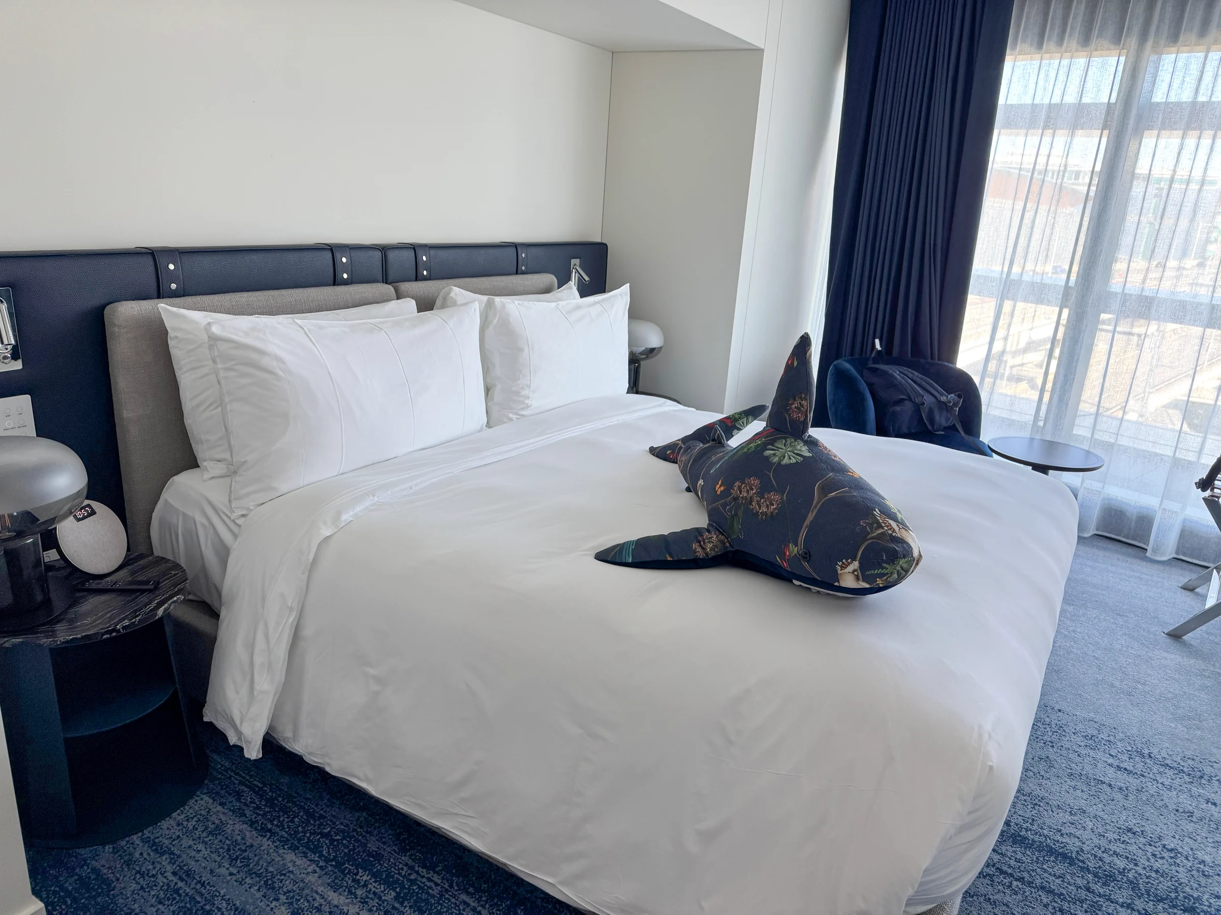 The bedroom with a king bed.