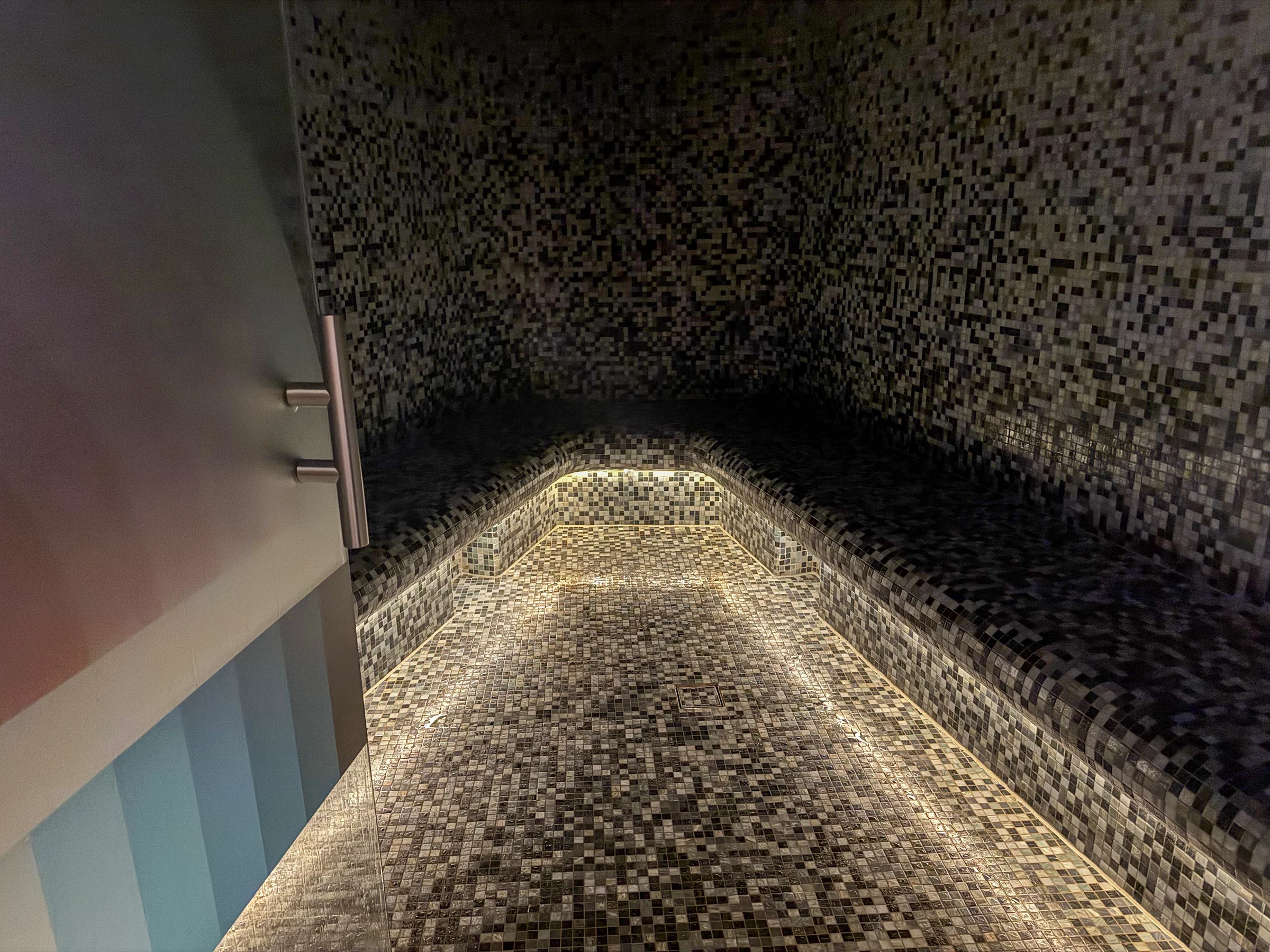 Inside the steam room.