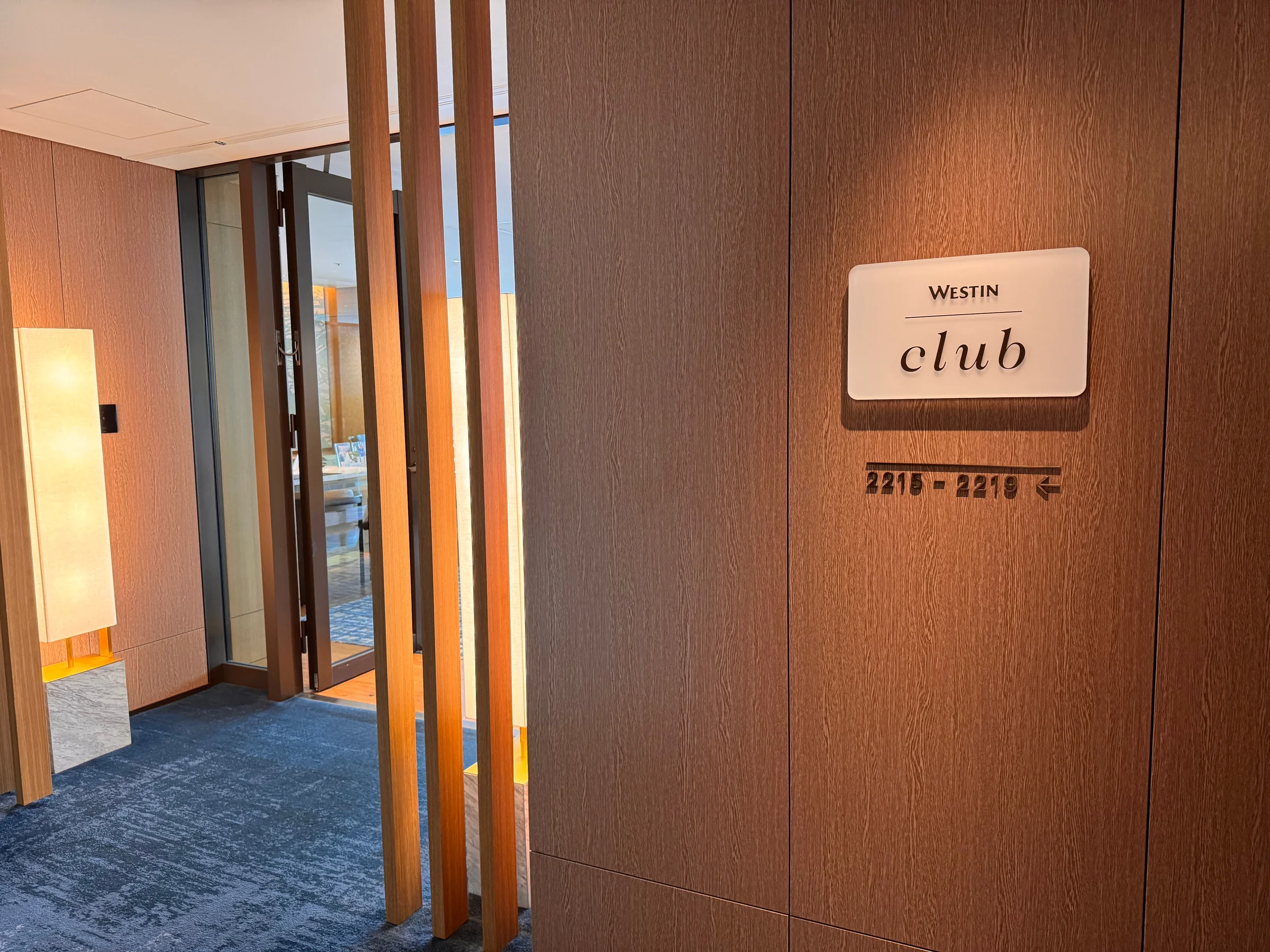 The entrance to the Westin Club on the 22nd floor