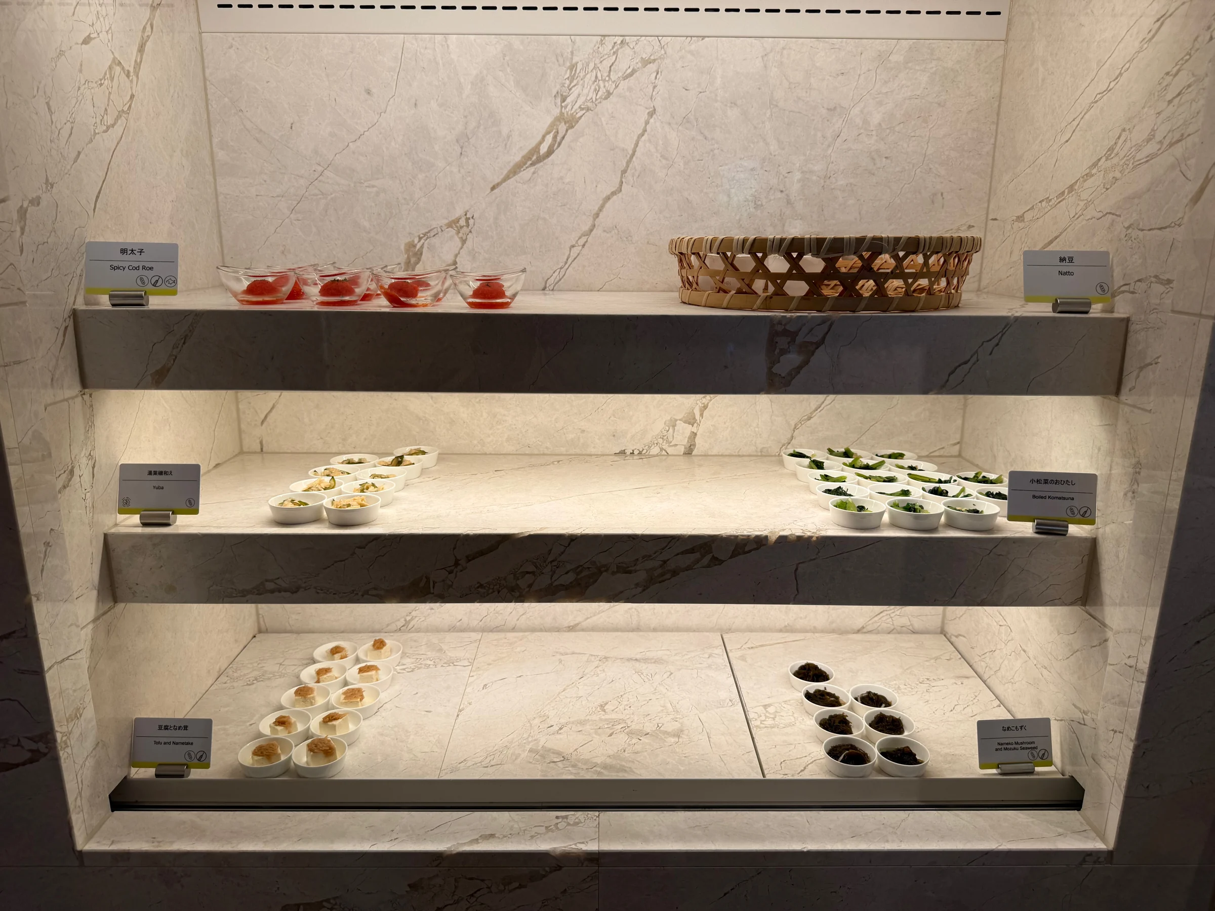 Small bowls arranged at the breakfast counter